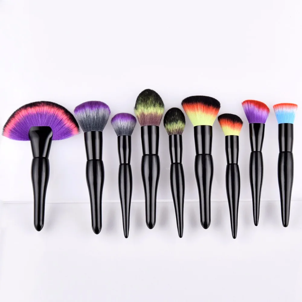 Multicolor Soft Synthetic Hair Makeup Brushes Set Wood Handle Foundation Powder Concealer Blush Brush Cosmetic Make Up Brush Kit