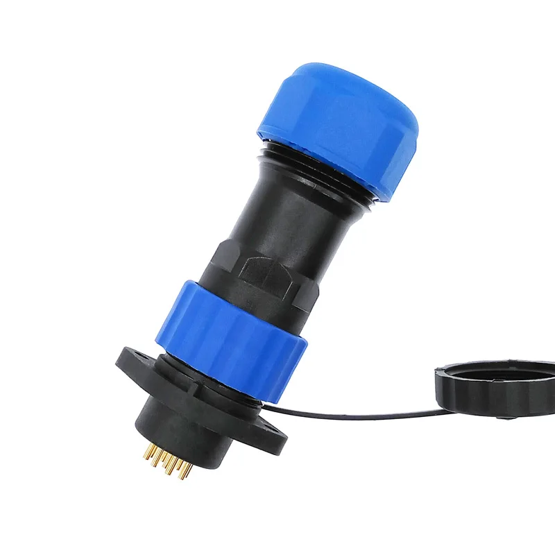 SP20 corrugated pipe waterproof connector 2 hole flange socket 2 pin 3/4/5/6/7/9/12/14Pin IP68 image 3