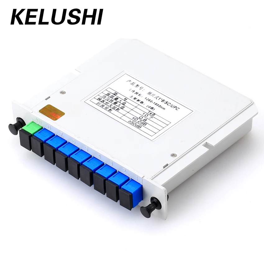 

KELUSHI Fiber Branching Device 1x8 Box Cassette Card Inserting PLC Splitter Module SC Connector Fiber Optical PLC Fiber Tool