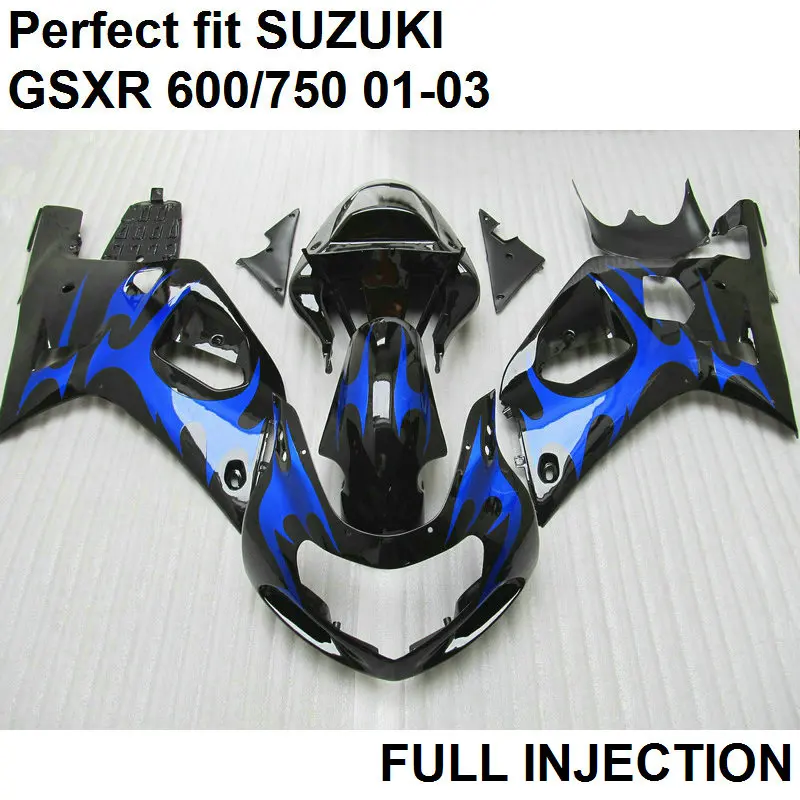 

Hot body parts for Suzuki injection mold fairings GSXR600 01 02 03 blue black motorcycle fairing kit GSXR 750 2001-2003 LV55