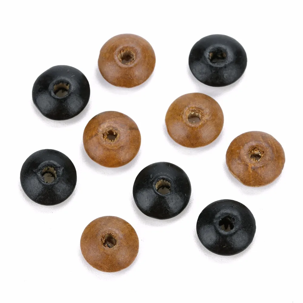 LOULEUR 100pcs/lot Black/Brown Color Natural Wooden Beads DIY Accessories Wholesale Abacus With Big Hole Bead For Jewelry Making