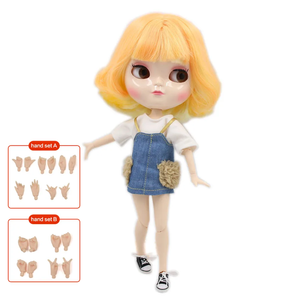 

ICY DBS Blyth BJD 1/6 joint body 30cm doll ,Golden short hair ,including hand set AB Gift for girls. No.BL288/0577