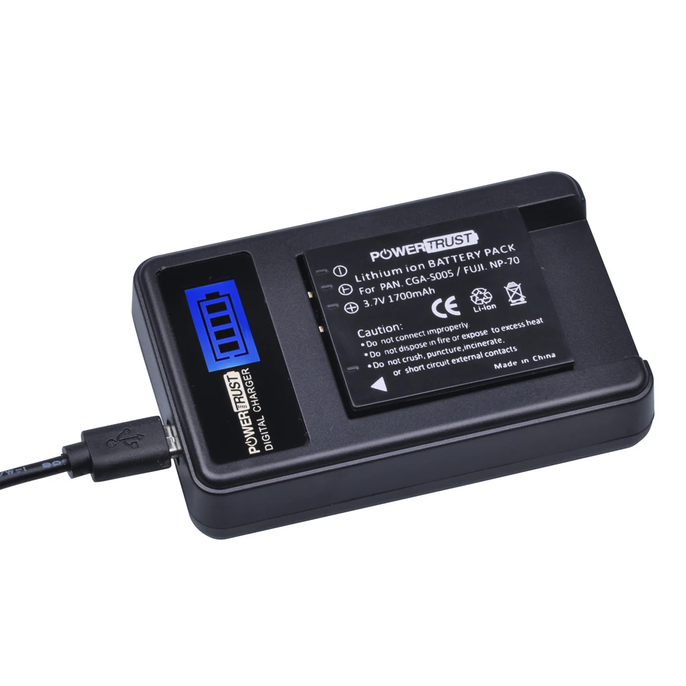 1Pcs 1700mAh CGA-S005 CGA S005 CGAS005 Batteries + LCD USB Charger for PANASONIC DMW-BCC12 DMC-FX8 FX9 FX10 FX12 FX50 FX150