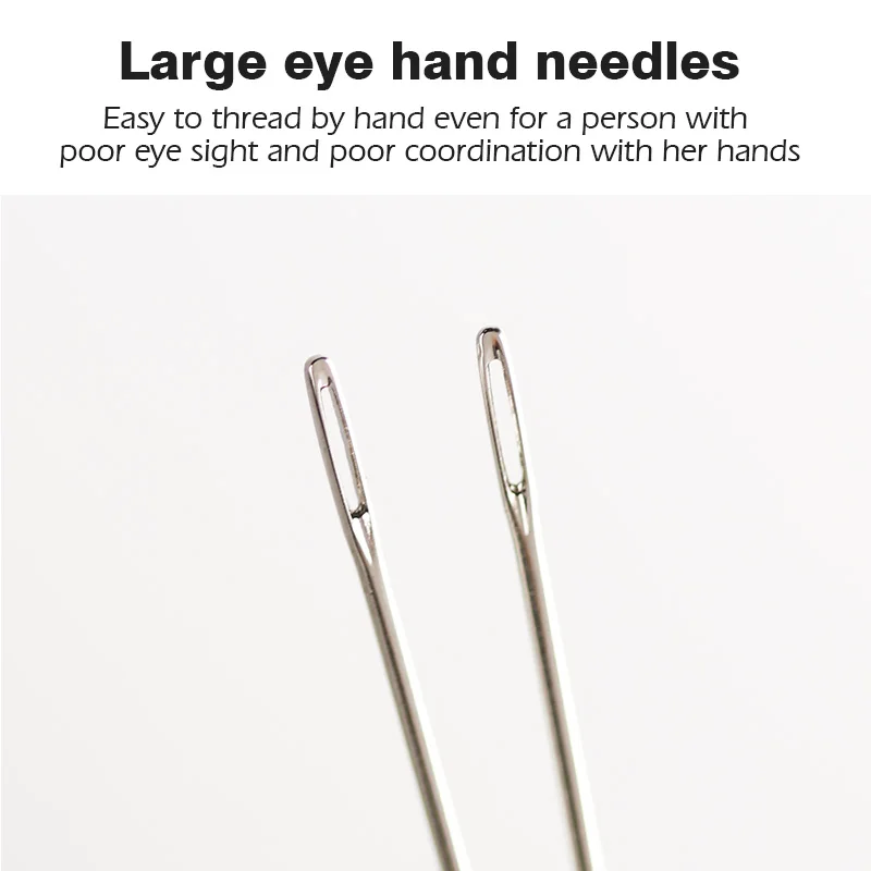 WUTA 12pcs Leathercraft Sewing Needles Large Eye Blunt Stitching Needle Harness Round-pointed Needle Leather Hand Sewing Blunt