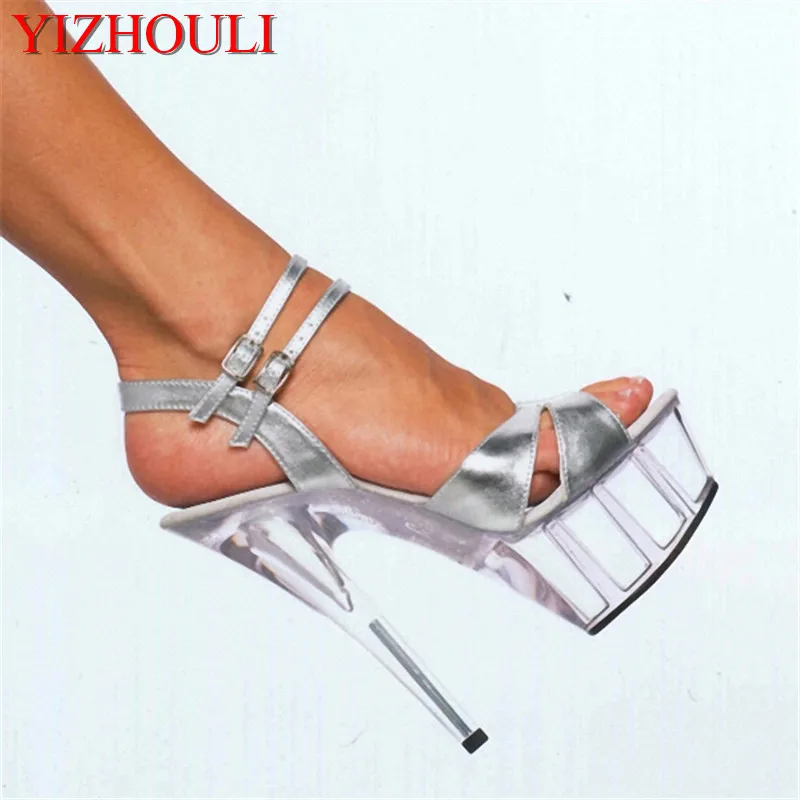 

Fashion 15cm High Stiletto Heels, Model Stage Performance Crystal Platform Banquet, Sandals