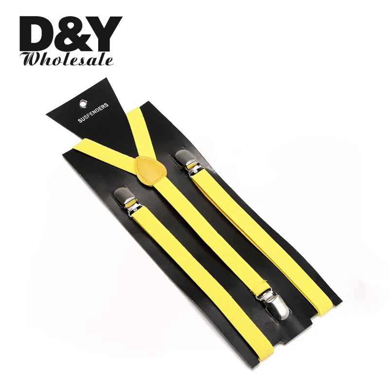 Men Women Suspenders For Trousers Pants Holder Clip-on Elastic Braces Slim Y-back gallus Fashion Candy Yellow 2020 New Gift Top