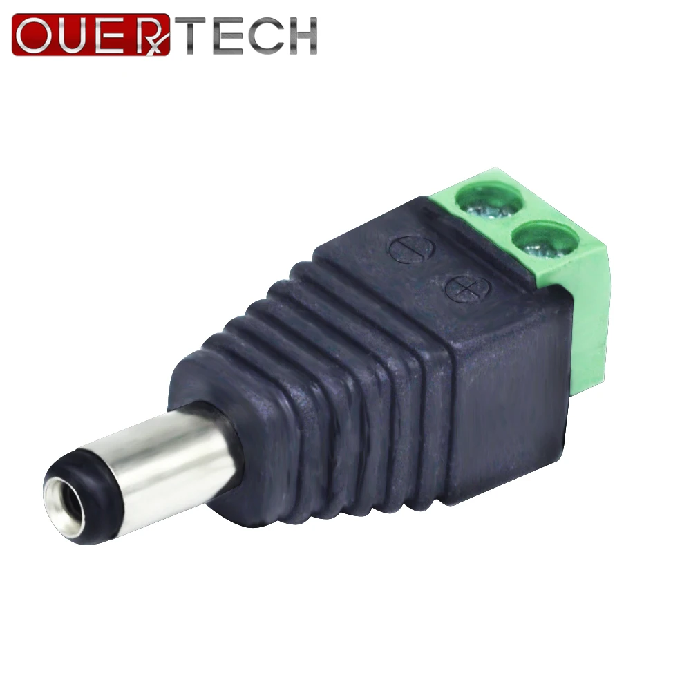 OUERTECH 10 pçs/lote 2.1mm DC Conector Macho CCTV Câmera de Vídeo Balun Connector Plug Adapter Cabo UTP