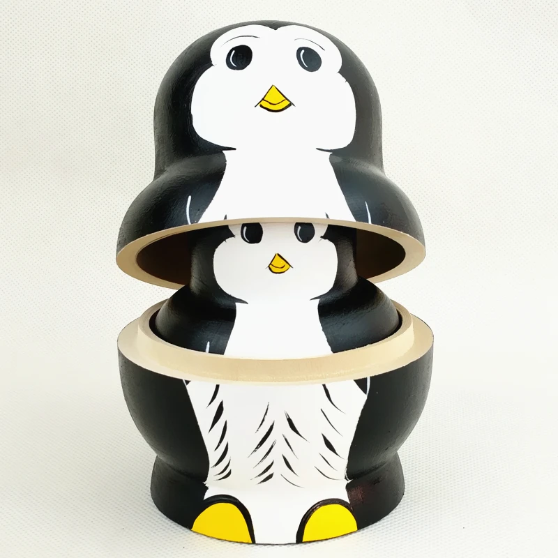 Wooden Matryoshka Dolls Penguin Design Russian Nesting Dolls For Gift Matreshka Handmade Crafts For Girls Home Decoration