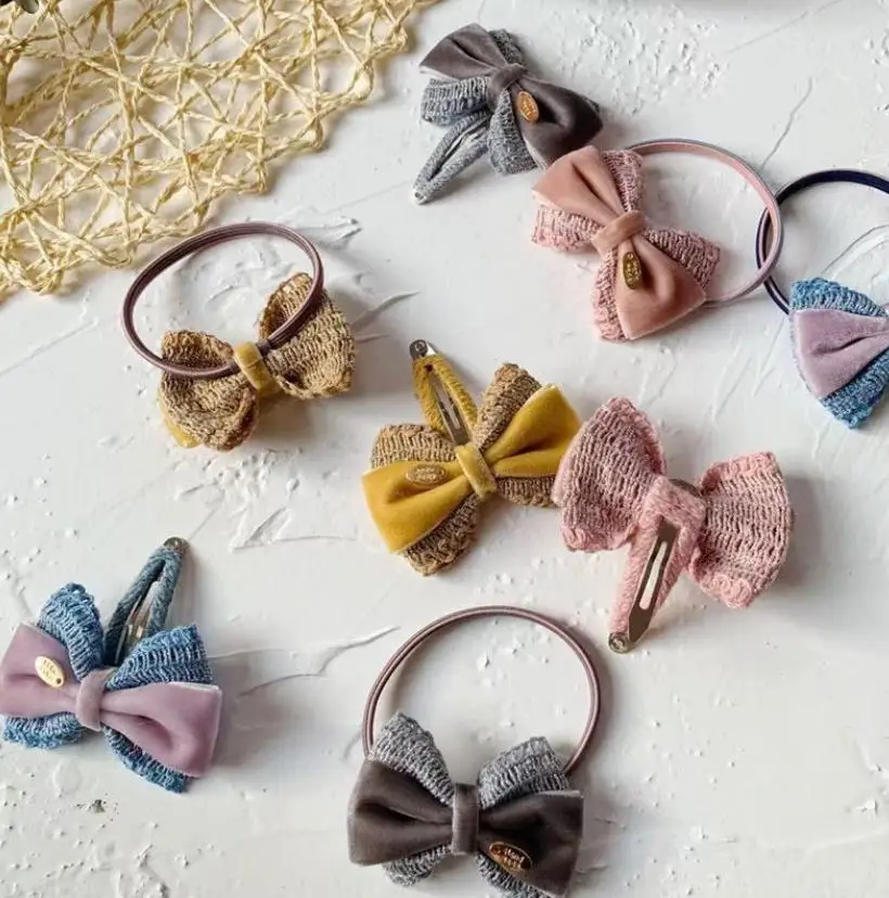 Korean Fashion Velvet Bowknot Hairpins Elegant Girls Hair Bows Hair Clips Cute Daily School Barrettes Headwear Accessoires J58