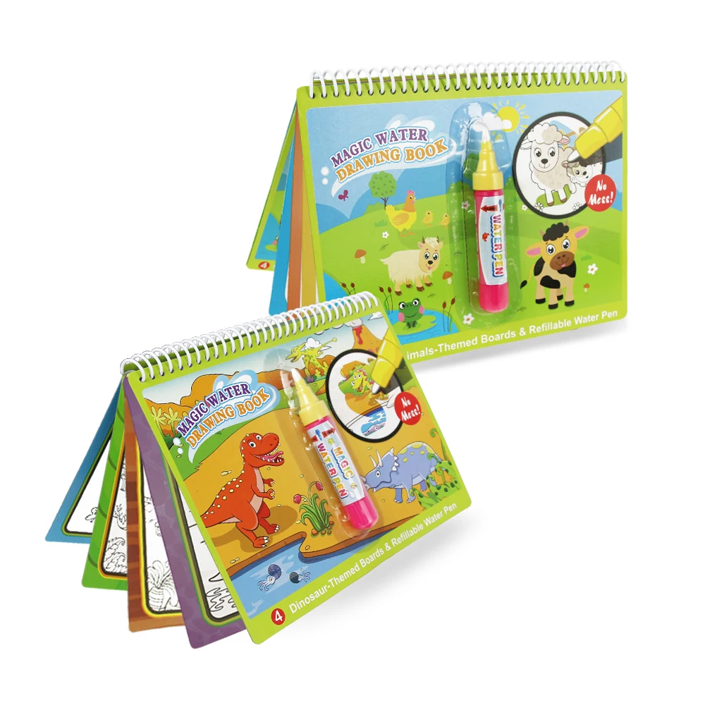 8 ประเภท Magic Water Drawing Doodle Book & ปากกาเมจิกระบายสีกระดานวาดภาพของเล่นเพื่อการศึกษาของขวัญวันเกิดสําหรับเด็ก