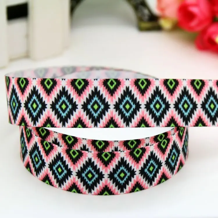 7/8''  Aztec Polka Dots Printed Grosgrain Ribbon Material  Headwear Party Decoration Diy Sewing Craft 22mm P5976