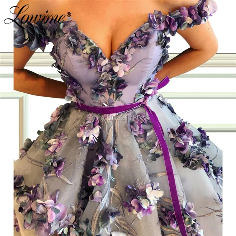 High Low Long Prom Dresses 2019 Newest Off the Shoulder Flower Arabic Evening Dress Robe De Soiree Party Gowns Abendkleider