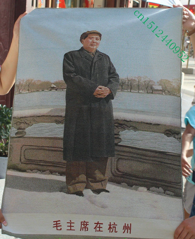 

36 inch Chinese Silk embroidery Mao ZeDong Chairman In HangZhou Tangka Painting Mural