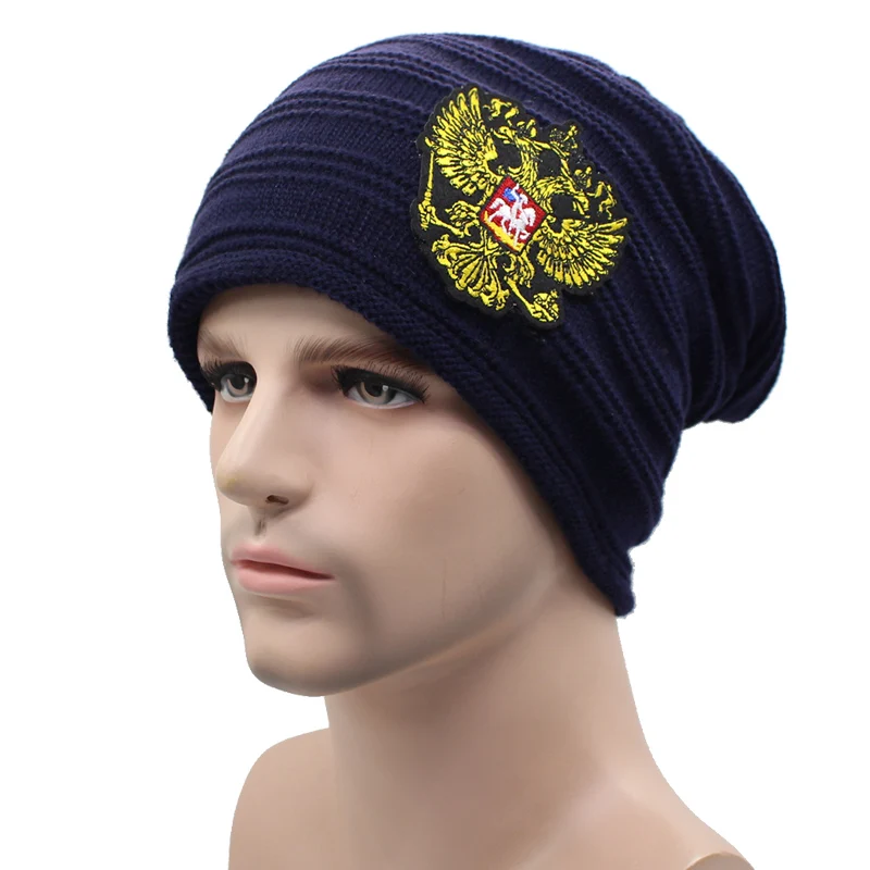 Winter Knitted Hat Russian Emblem Skullies Beanies Winter Hats For Men Women Brand Caps Warm Baggy Gorras Bonnet Cap Hat 2018