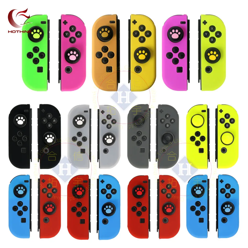 HOTHINK Soft cover Protective Silicone Case with Thumbstick joystick cap for Nintendo Switch JOY CON nintend switch JOY-CON