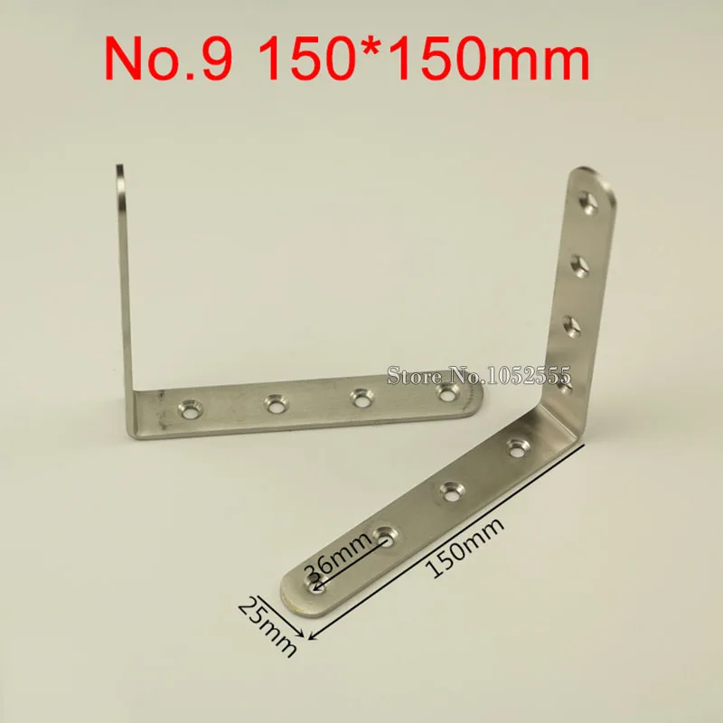 

200PCS Stainless Steel Corner Brackets 150*150mm Right Angle Brackets Furniture Frame Board Shelf Support Fastening Connectors