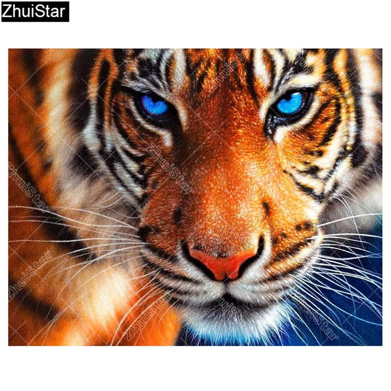 

Diamond Painting Tiger Full Square Diamond Embroidery Animal Rhinestone Picture Diamond Mosaic Needlework Home Decor XY1