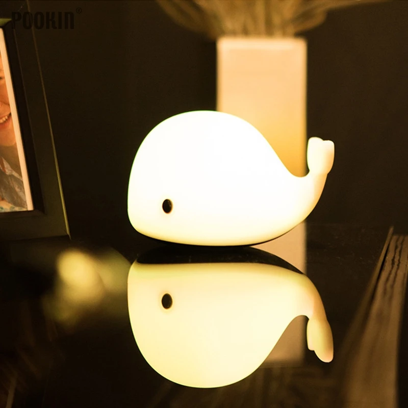 

USB Rechargeable Colorful Silicone Gel Dolphin light Pat Lamp Children Cute Night Lamp Christmas Bedroom Light