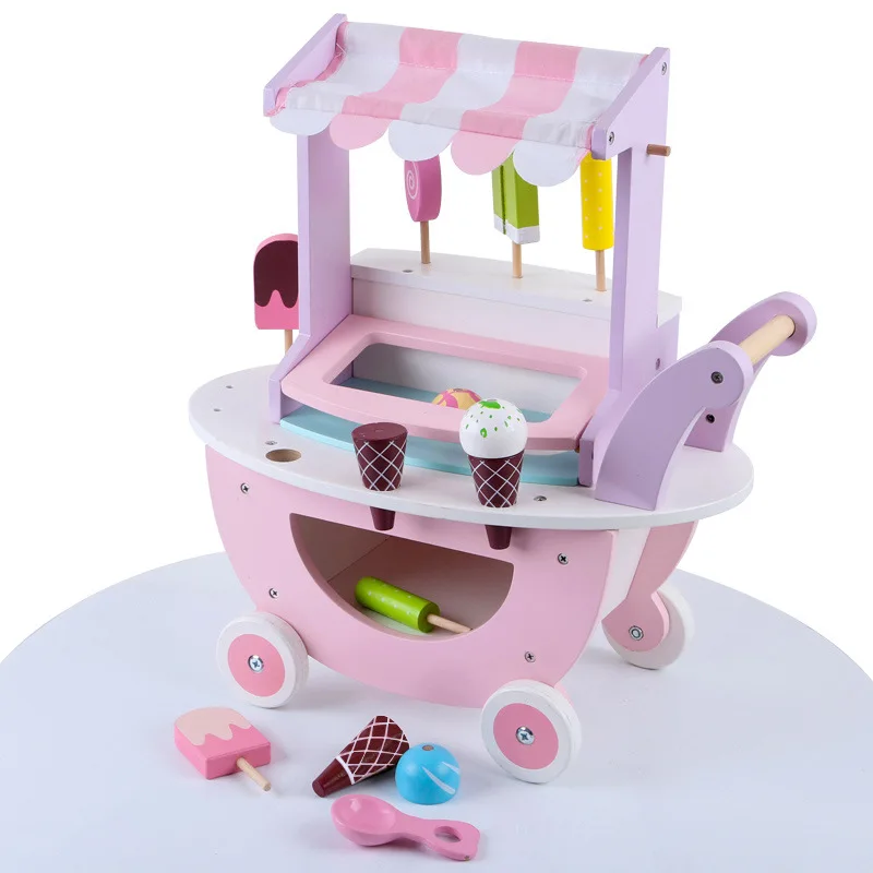 Wood Ice Cream Car Stalls Trolley House Play Educational Toys Truck Candy Trolley Ice Cream House Brain Game Kids Toys