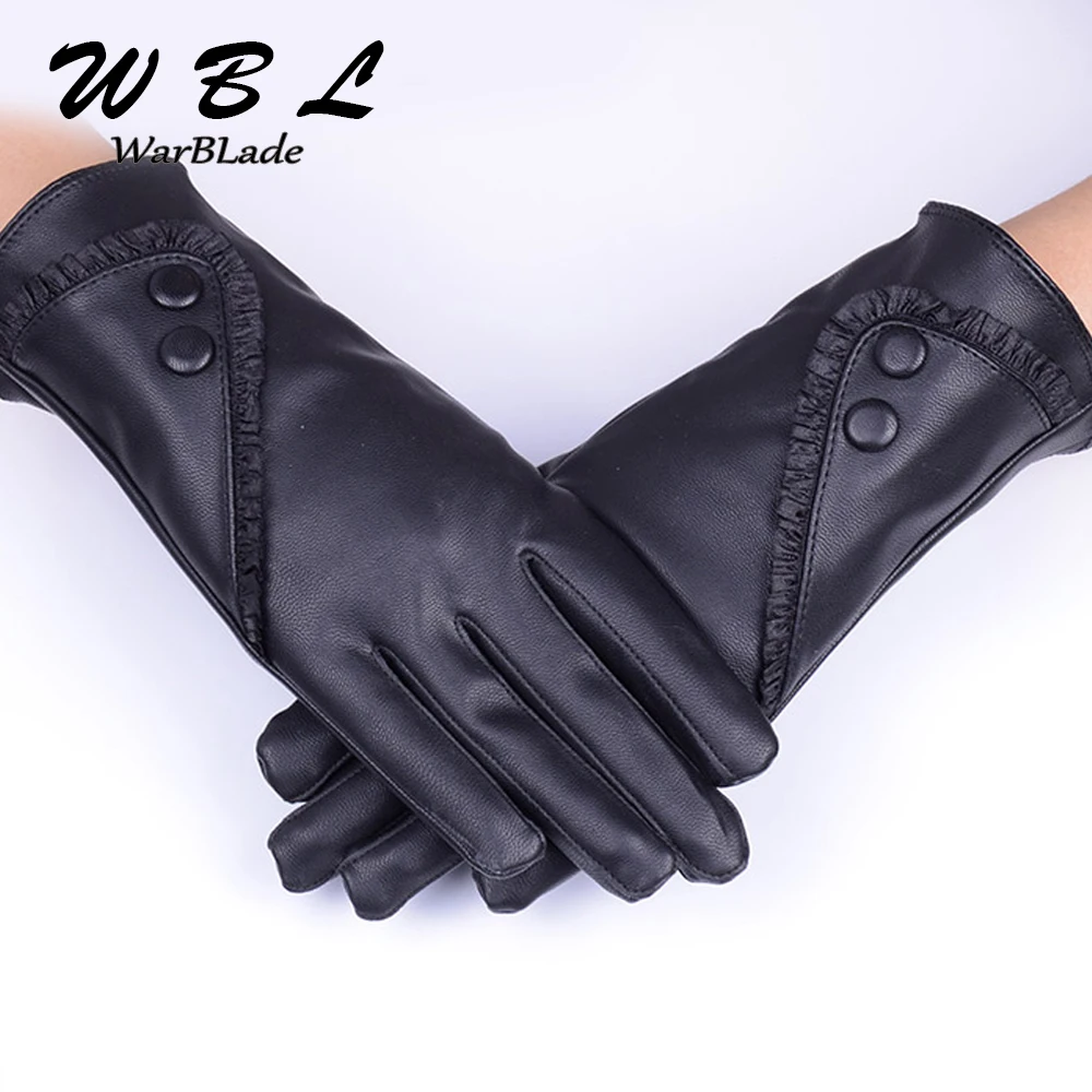 WarBLade Touch Screen PU Leather Gloves Women Winter Mittens Warm Gloves For Woman Guantes Mujer European Style Gants Femme