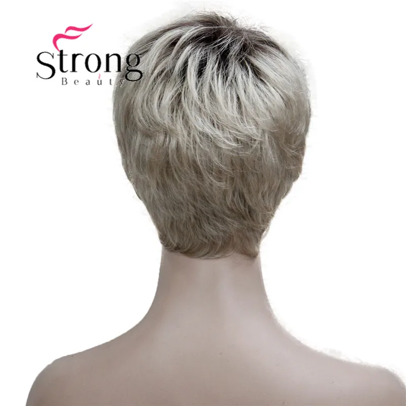 StrongBeauty Syntetyczny mały top z włókna monofilowego Lekki jasny truskawkowy brąz, blond Mix Blond Krótka peruka damska