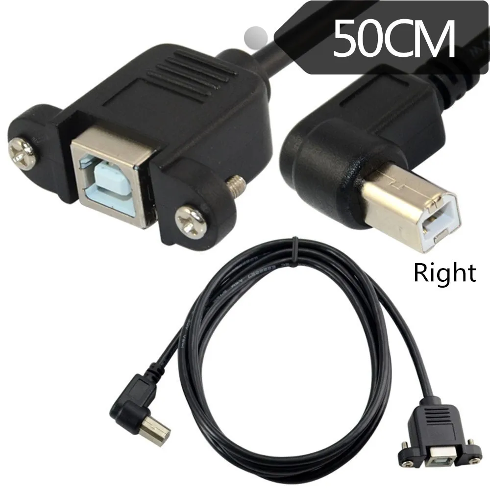 30 سنتيمتر عالية السرعة USB 2.0 نوع B ذكر إلى أنثى الزاوية اليمنى تمديد كابل بيانات لوحة جبل لكابل الطابعة مع ثقب المسمار