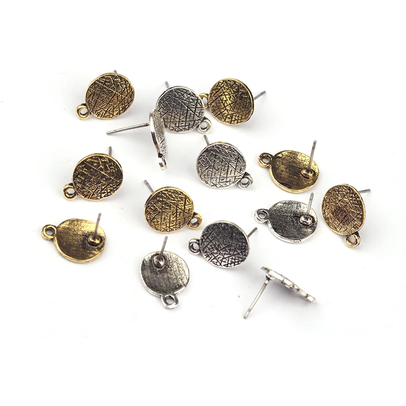 6pcs/lot Zinc Alloy Retro   Round Earring Base Connectors Linkers For DIY Earring Jewelry Accessories