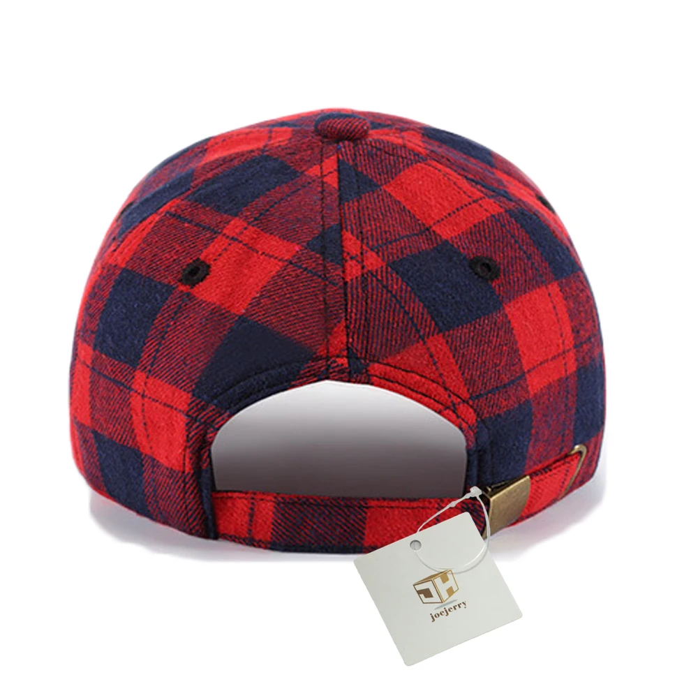 JOEJERRY Baseball Cap Men Women Red Plaid Cap Hip Hop Snapback Baseball Hat Sun Visor