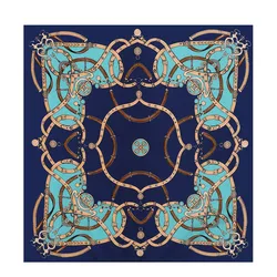 POBING 100% Silk Square Scarf Women Femme Foulard NeckerChief High Quality Silk Floral Scarves Shawl Hijab Office Bandana70*70cm