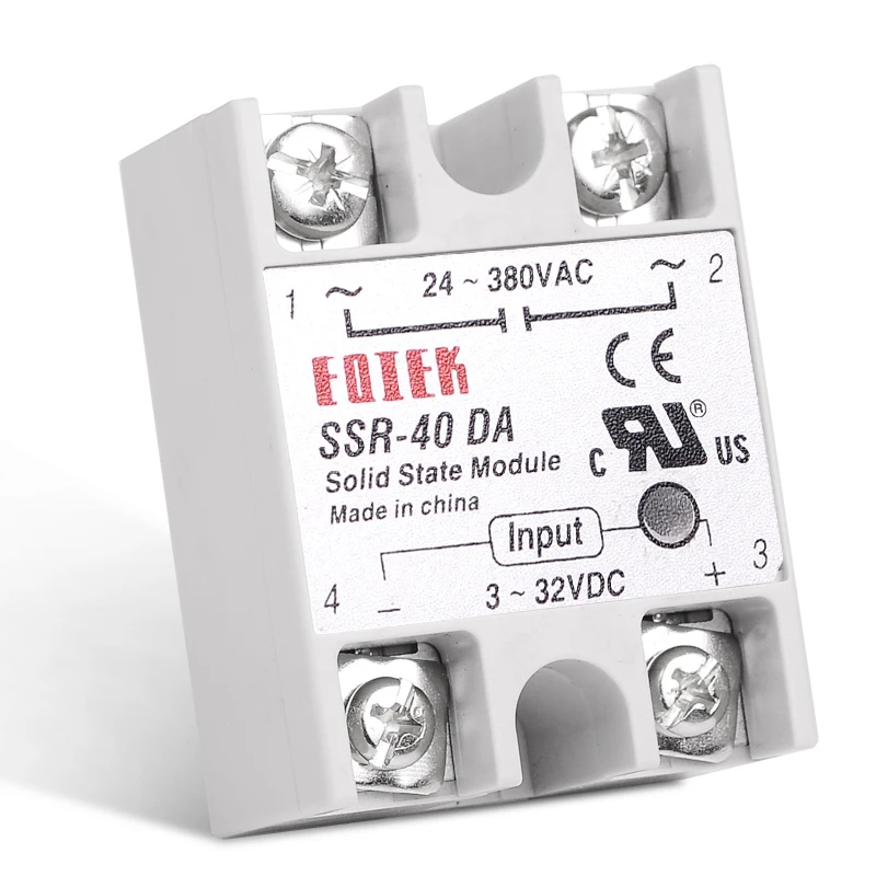 Solid State Relay DC-AC 10A 25A 40A Voltage 12V 3-32V DC TO 220V 24-380V AC Load Single Phase SSR for Temperature Controller