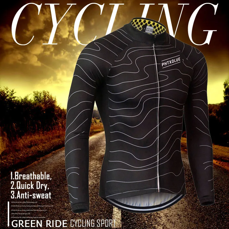 Phtxolue Cycling Jerseys Long Sleeve Men Quick-Dry Spring Mountain Bike Clothes Breathable Bicycle Cycling Clothing QY063