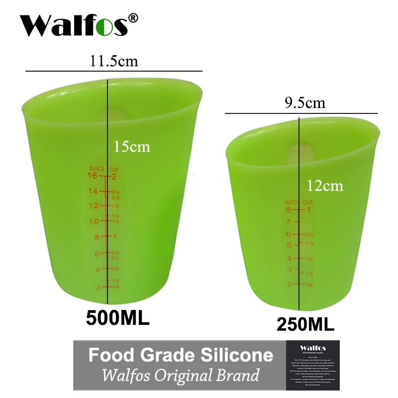 WALFOS High Quality Food Grade 500ml Flexible Silicone Measuring Cups Measure Spoon Bakeware Kitchen Baking Pastry Tools