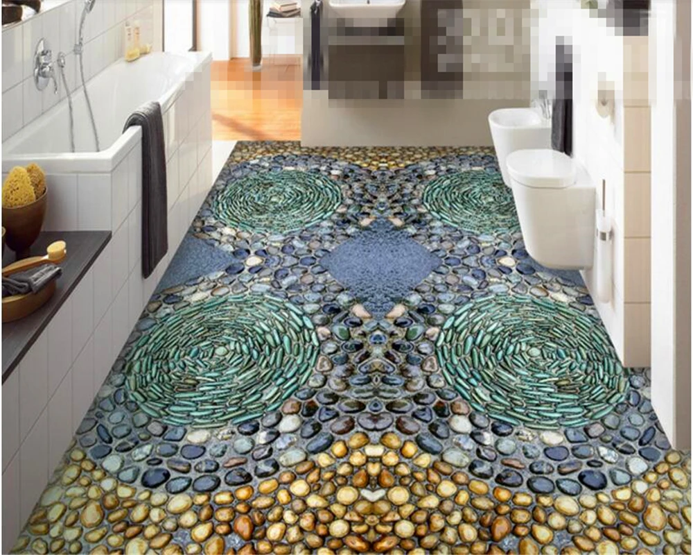 beibehang Custom three-dimensional creative personality wallpaper cobblestone ground stone 3D floor tiles wall papers home decor