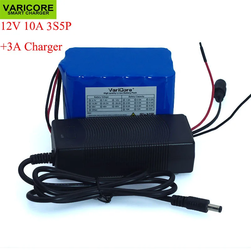 12 V 10Ah Kapasitas Besar 18650 Lithium Baterai Board 12.6 V 3S5P Kapasitas 10000MAh 12.6 V 3A baterai Charger