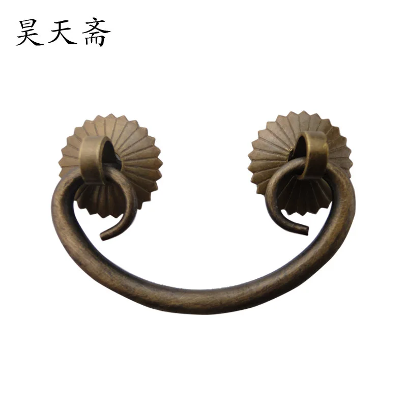 [Haotian vegetarian] classical Chinese antique copper handle copper ring pull handle drawer handle HTD-124