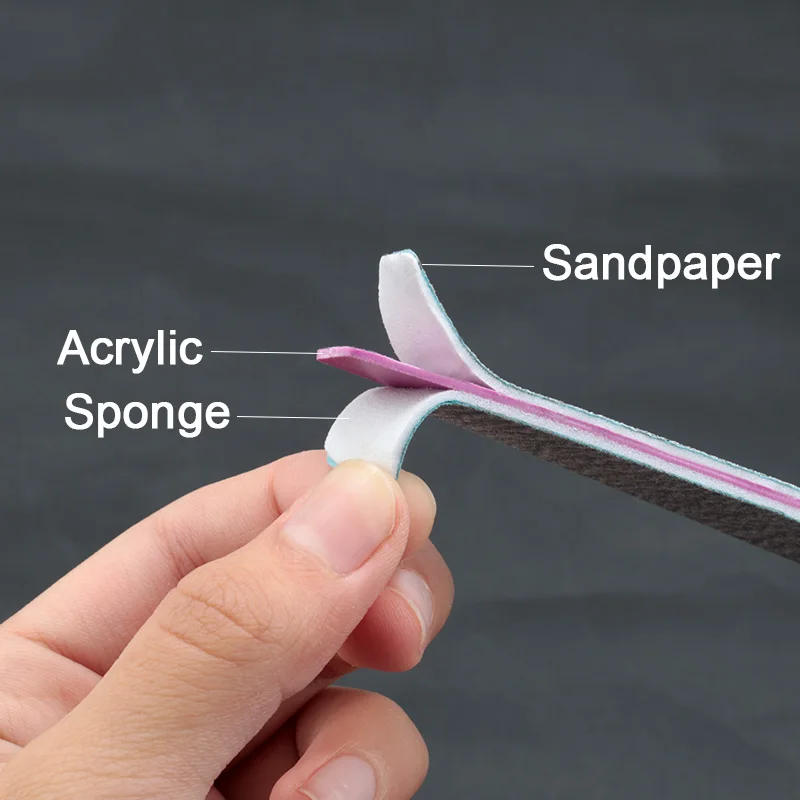 Professional Nail File 100/180 Double Sided Sandpaper Strong Thick Nail Files Half Moon Sanding UV Gel Polish Manicure Tools