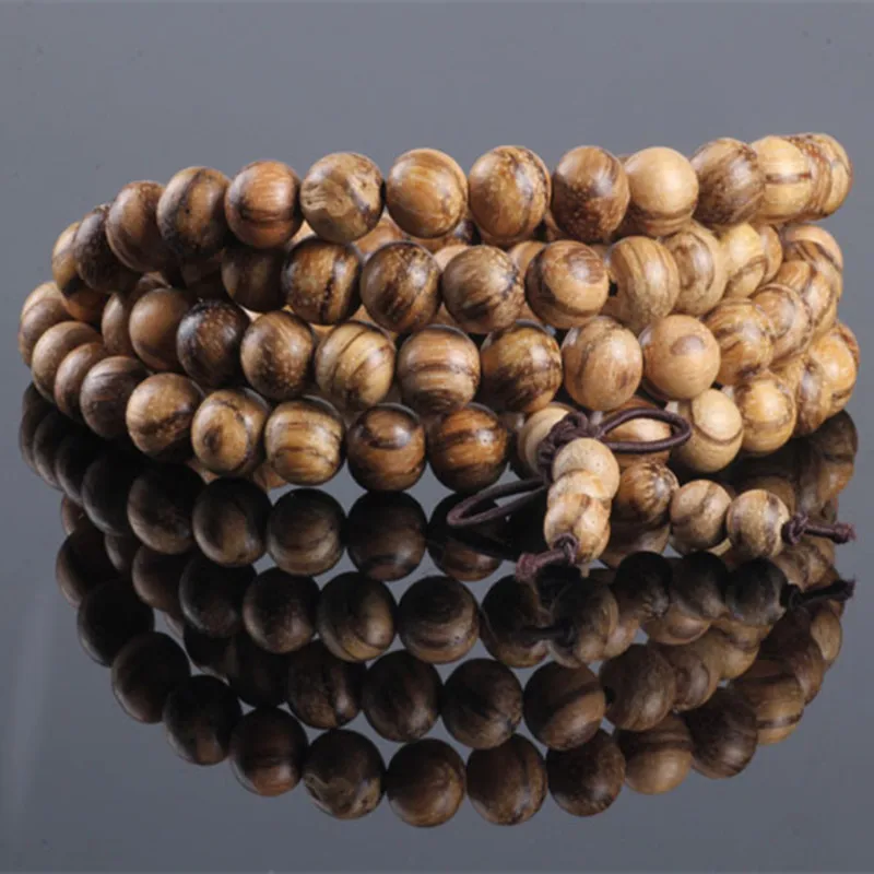 Sennier Natural Vietnamese agarwood incense 108 beads 6mm 8mm Buddha prayer malas beads bracelets  Rosary Wooden Bangle jewelry