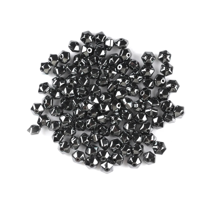 AAA Nature Stone Black Hematite Beads 6mm 100Pcs Hexagon Shape Loose Beads For DIY Jewelry Necklace Bracelet Making Accessories