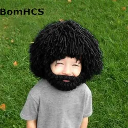 BomHCS Wig Beard Hat Hobo Mad Scientist Rasta Caveman Handmade Winter Knit Warm unisex Cap Gift Funny Party Mask Beanies Kid