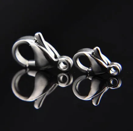 Top quality 100pcs 13mm jewelry findings 316L Stainless steel lobster clasps Fit necklace bracelet  DIY jewelry accessories