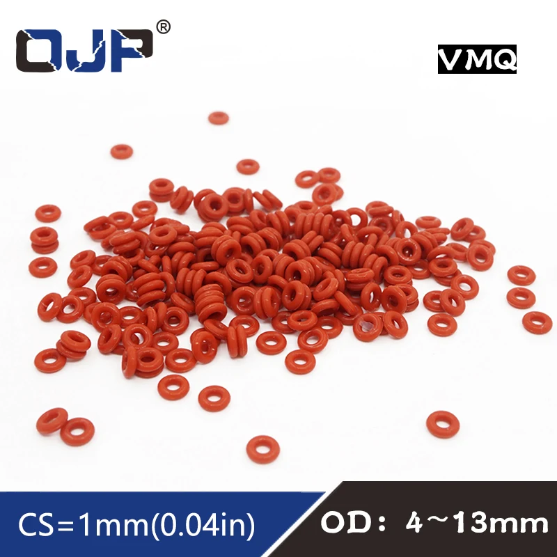 

10PCS/lot Red Silicon Ring Silicone O ring 1mm Thickness OD4/5/6/7/8/9/10/11/12/13mm Rubber O-Ring Seal Gasket ORing Washer.-.