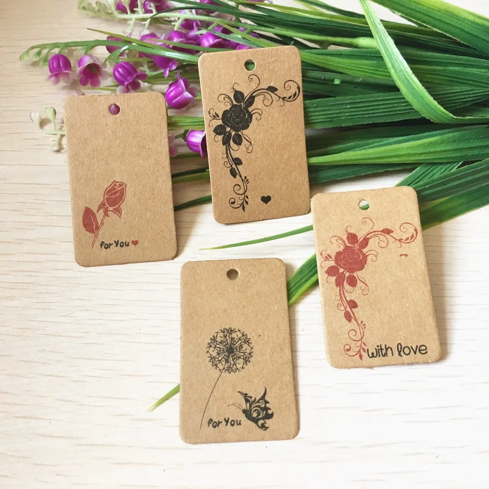 50pcs Wedding Party Kraft Paper Hang Tags Favor Punch Packing Label Price Gift Tag For Home Party Portable Paper Cards