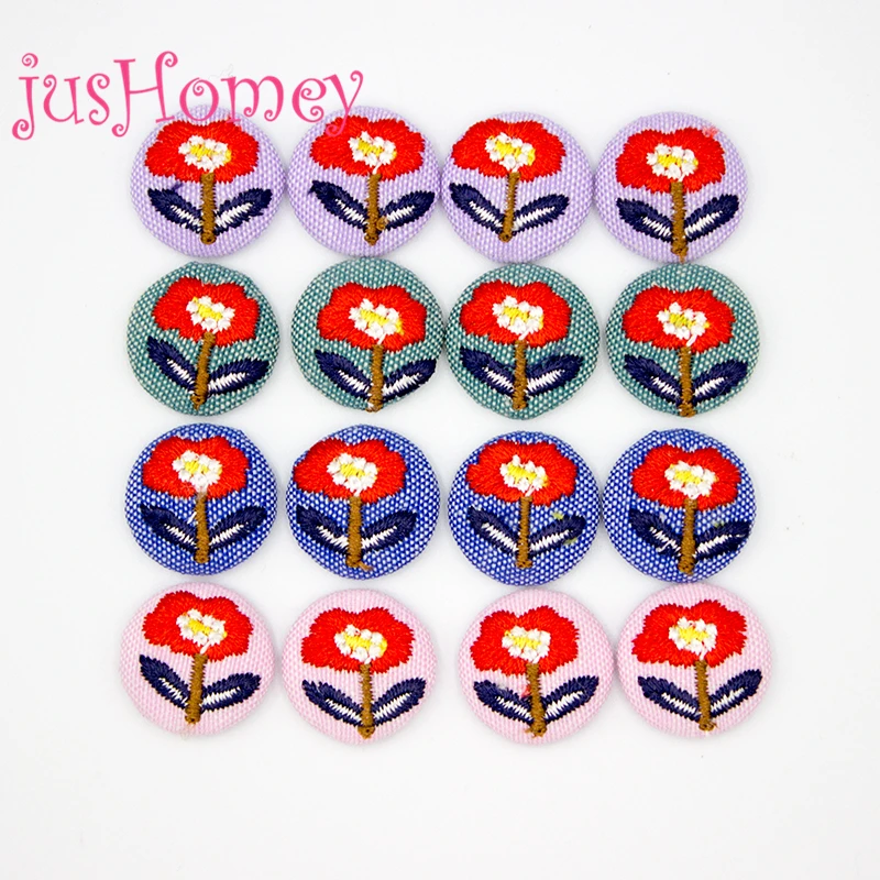 20PCS Mixed Colors Embroidery Fabric Covered Buttons 0.78\