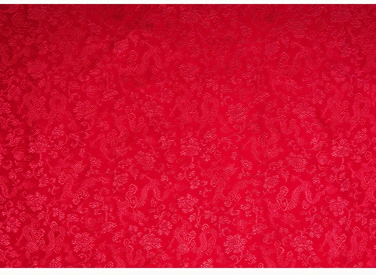 HLQON Red dragon style Metallic Jacquard Brocade Fabric,3D jacquard yarn dyed fabric for dress, pathwork tissue tela 75x100cm