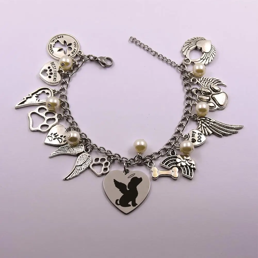 dog angel in my heart stainless steel chain dog angel pet loss pet owner dog lover memory gift bracelet