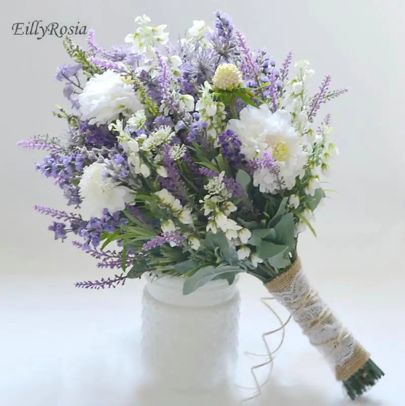 Artificial Lavender Purple Bridal Bouquet for Bridesmaid Flower Wedding Bouquets Handmade Beautiful Bride Bouquet De Mariage