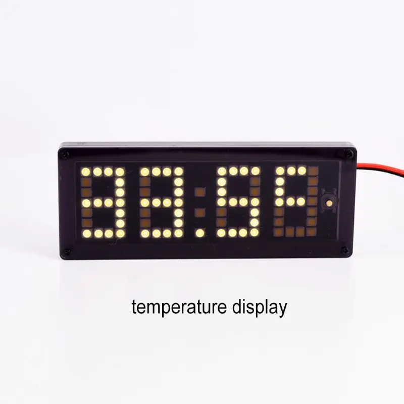 Car LED Dot Matrix Clock Temperature Voltage Display 4.0 ~ 25V Multi-function 3in1 Time Thermometer Voltmeter qiang