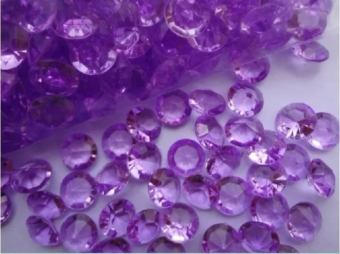 Free Shipping ! 1000 pcs / lot 10mm Acrylic Light Purple Crystal Dimond Confetti Table Scatter confetti Wedding Party Decoration