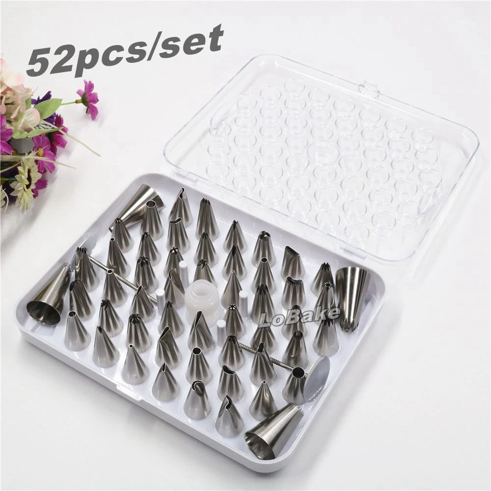 (52pcs/set) Best Quality 304 stainless steel various sizes cake decoration Piping Pastry russian nozzles Tip for cooking tools