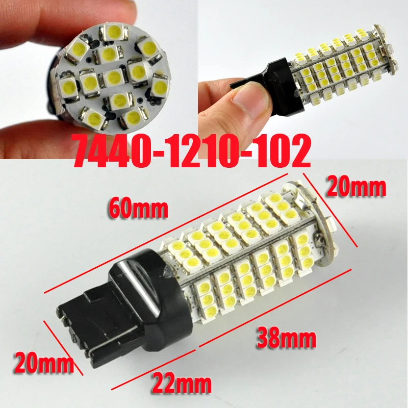 AutoEC 10X T20 7440 7443 WY21W WY21W W21/5W 1210 3528 102smd led auto car 360 degree light brake rear stop lights 12V #LD15